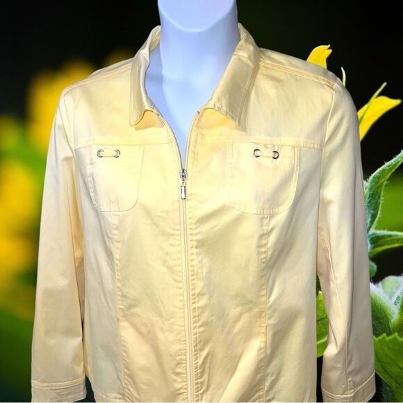 Studio works buttercup yellow zip up lined windbreaker jacket.ntn - Picture 1 of 11